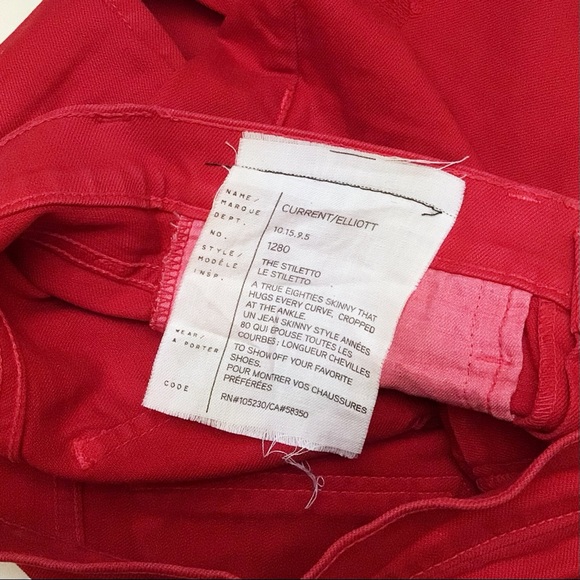 Current/Elliott The Stiletto Red Skinny Pants - Picture 5 of 5